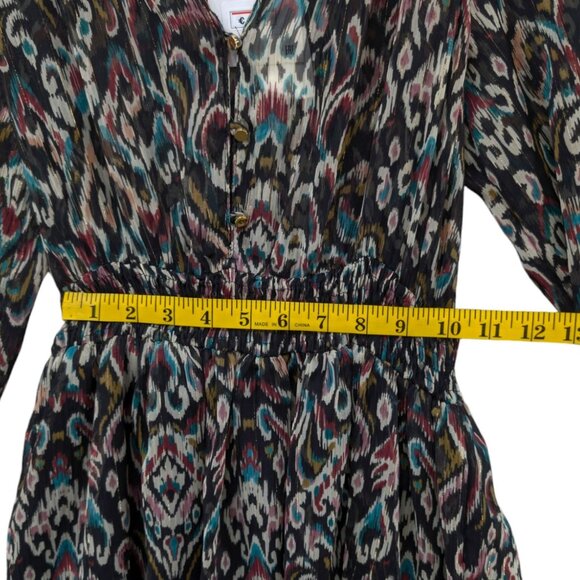 Zara Tiered Mini Dress Multicolor Long Sleeve Smocked Pleated Ruffle Size S - Picture 9 of 12